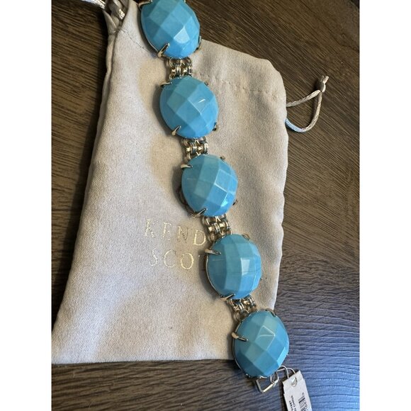 Kendra Scott Cassie Bracelet Faceted Round Statement Turquoise Gold NEW $130 - Picture 3 of 5